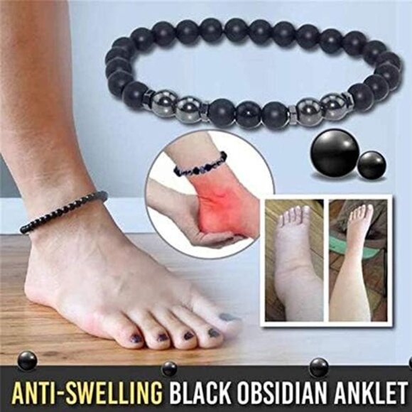 4Pcs Magnetic Therapy Ankle Bracelet, Obsidian Beaded Bracelet For Men/Women - Picture 4 of 6